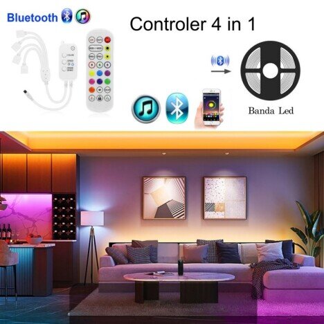 CONTROLER RGB 4-1 CU BLUETOOTH SI TELECOMANDA