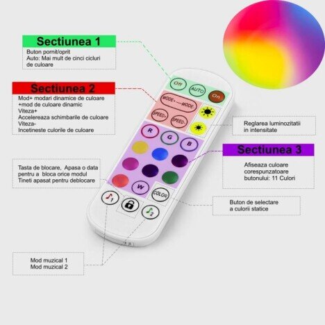 CONTROLER RGB 4-1 CU BLUETOOTH SI TELECOMANDA